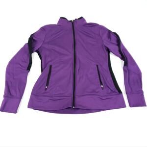 MTA Sport Zip Up Jacket Purple And Black Pockets Lightweight Women's Size Small
